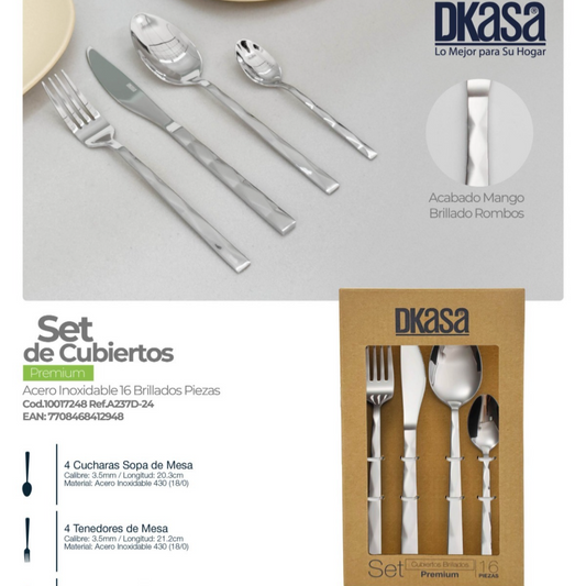 Set de cubiertos DKASA 16 piezas PREMIUM A237D